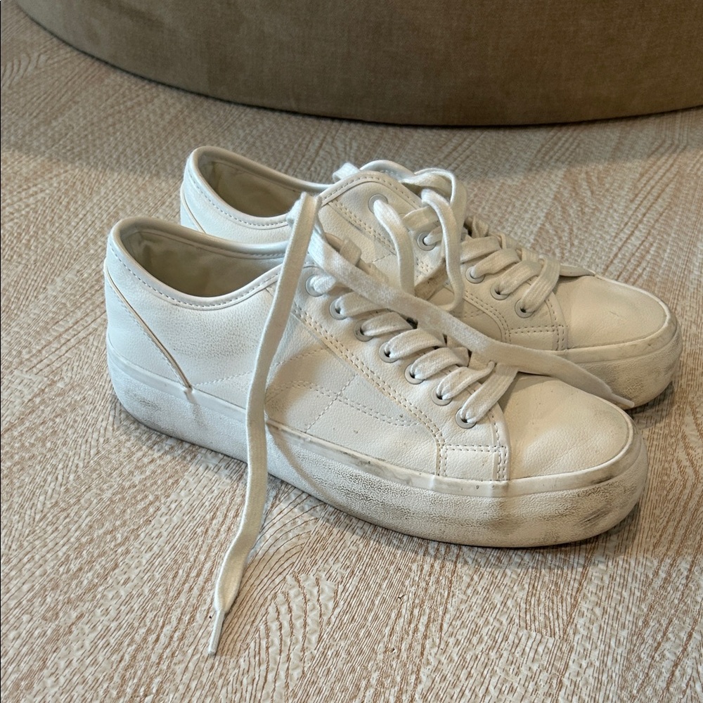 Zara White Platform Lace-Up Sneakers